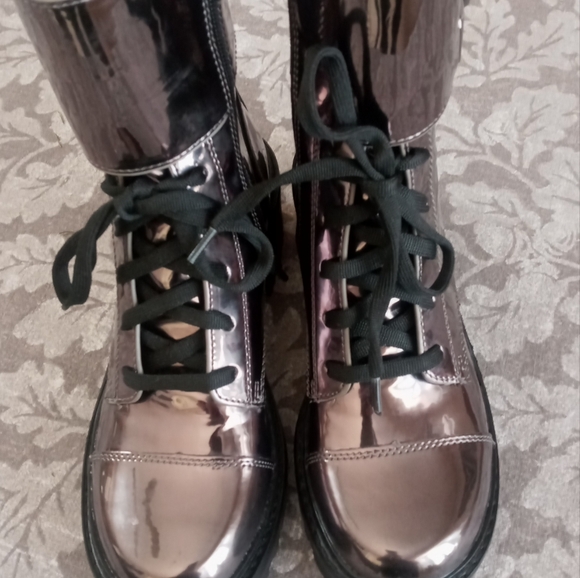 Dkny Shoes - DKNK Woman's Bart Metallic Gunmetal Boots - Grey